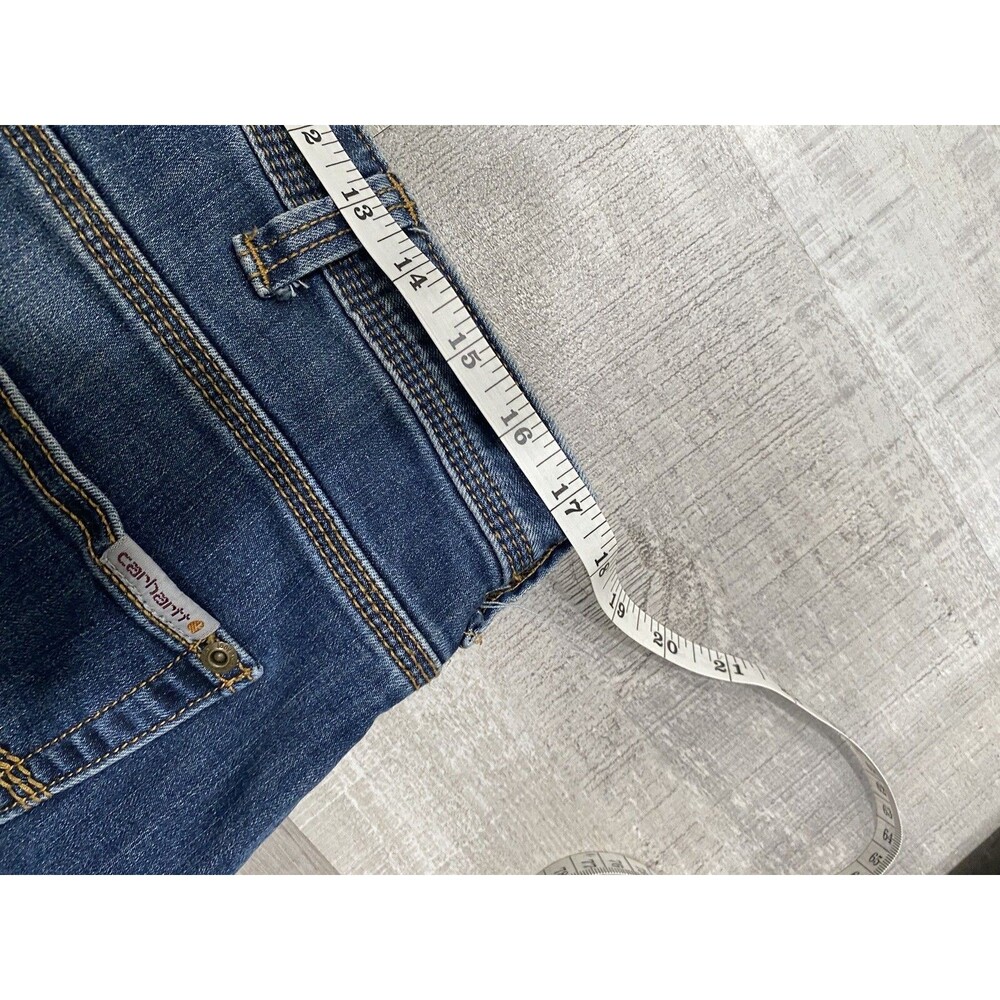 Carhartt Women's Boone Flannel Lined Blue Jeans Regular Relaxed Fit Size 14 - Picture 7 of 9